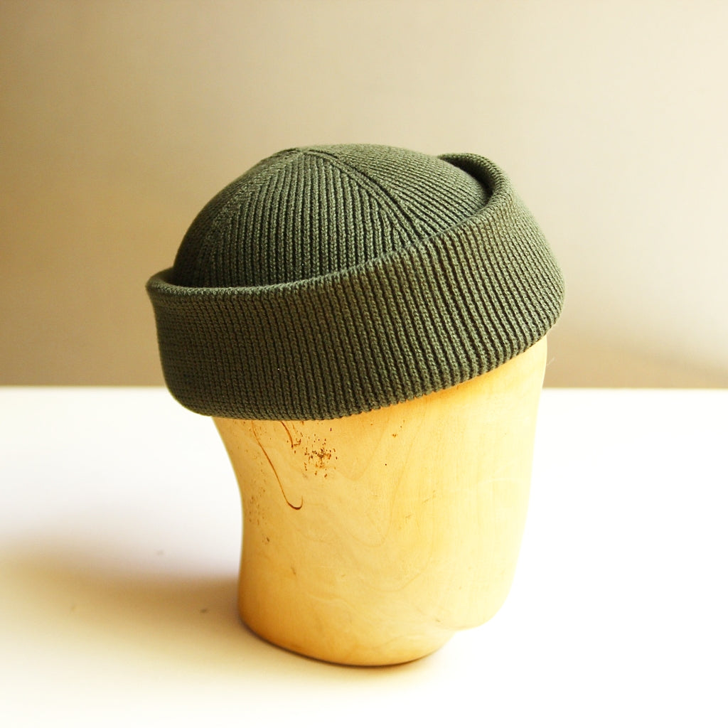 Watch Cap in Olive Cotton Rib