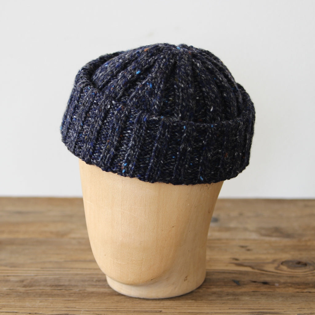 Ribbed Merino Wool Hat - Navy Slate