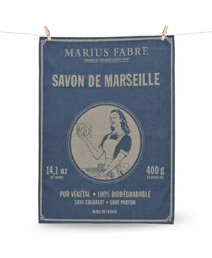"Savon de Marseille" Tea Towel Blue