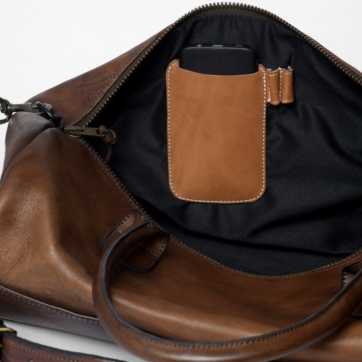 Leather Gym Bag in Brown