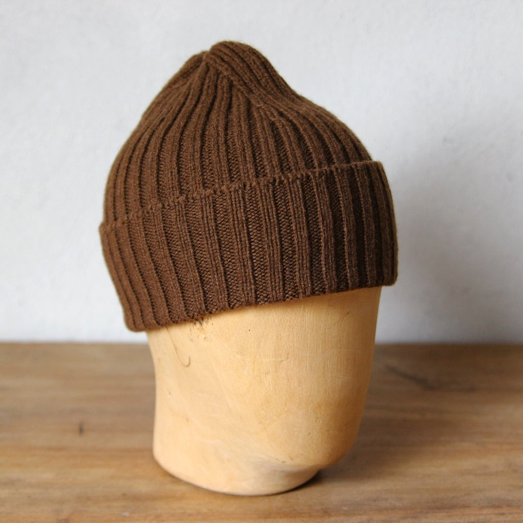 tobacco beanie Ribbed Lambswool Hat