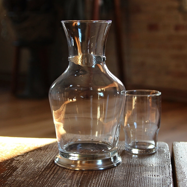 Crystal Glass & Pewter Carafe – Francia