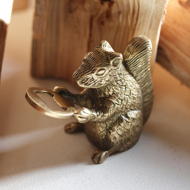 Antique Gold Squirrel Bottle Opener
