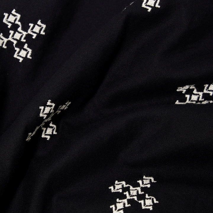 Camp Shirt - Black Embroidered Diamond