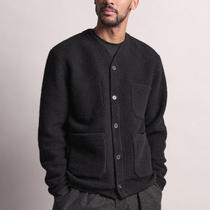 Cardigan Wool Fleece - Black