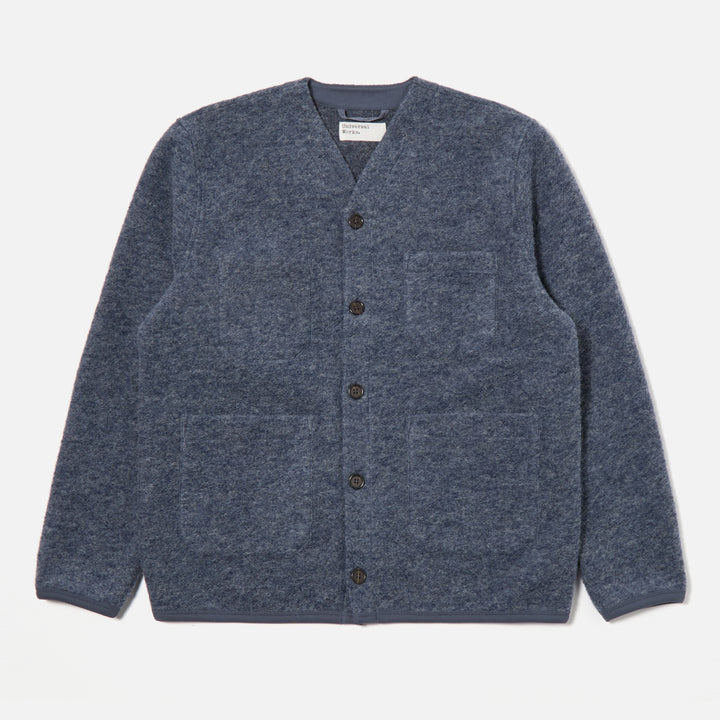 Wool Fleece Cardigan – Slate Blue