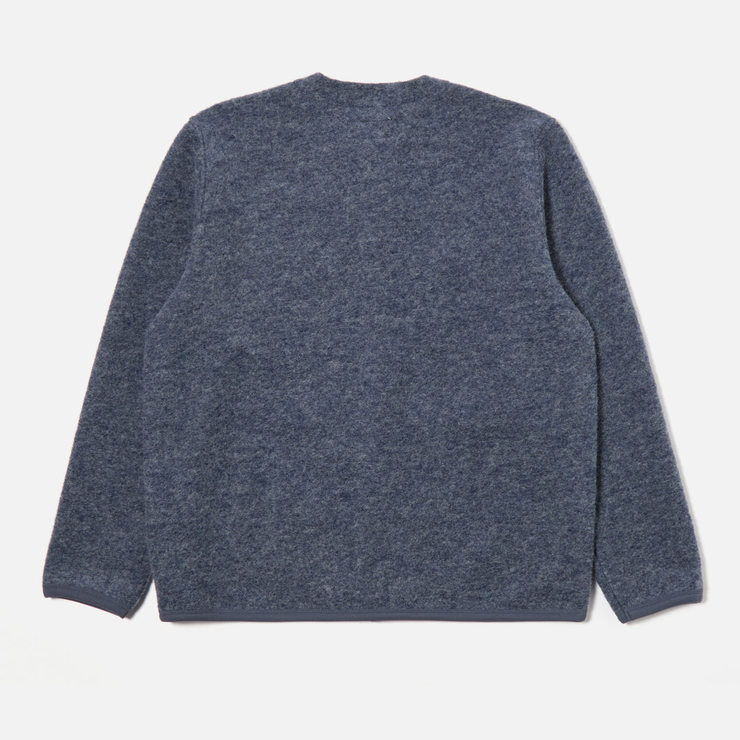 Wool Fleece Cardigan – Slate Blue