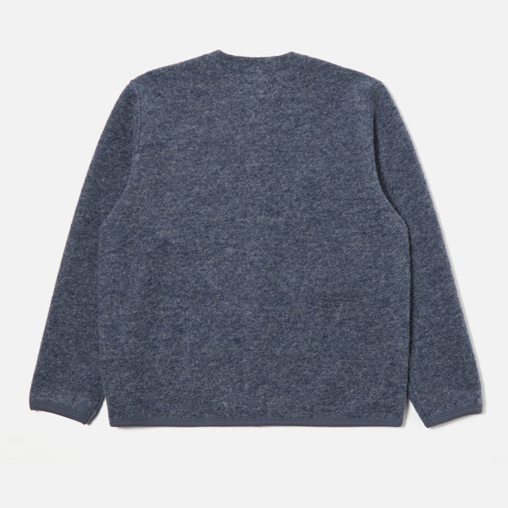 Wool Fleece Cardigan – Slate Blue