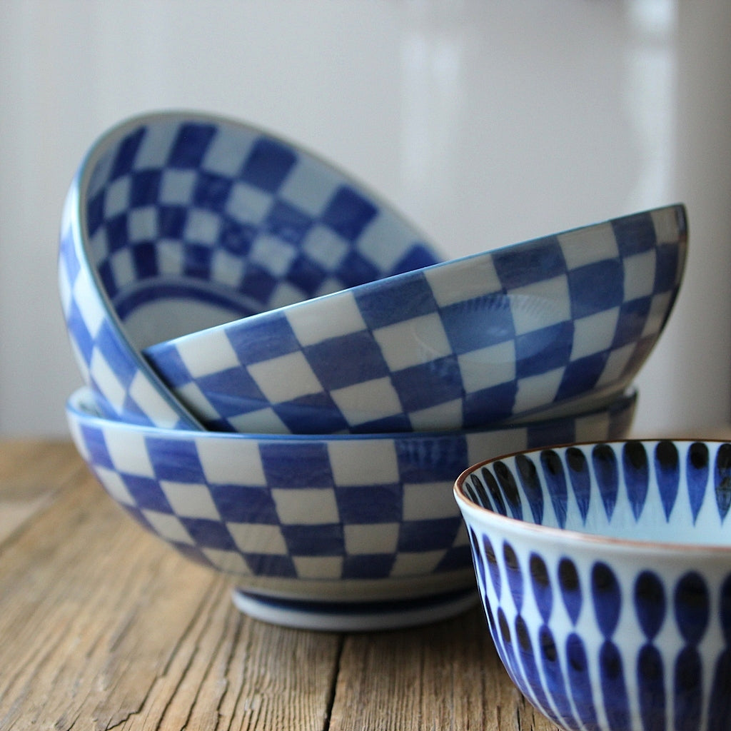 Bol à carreaux bleu