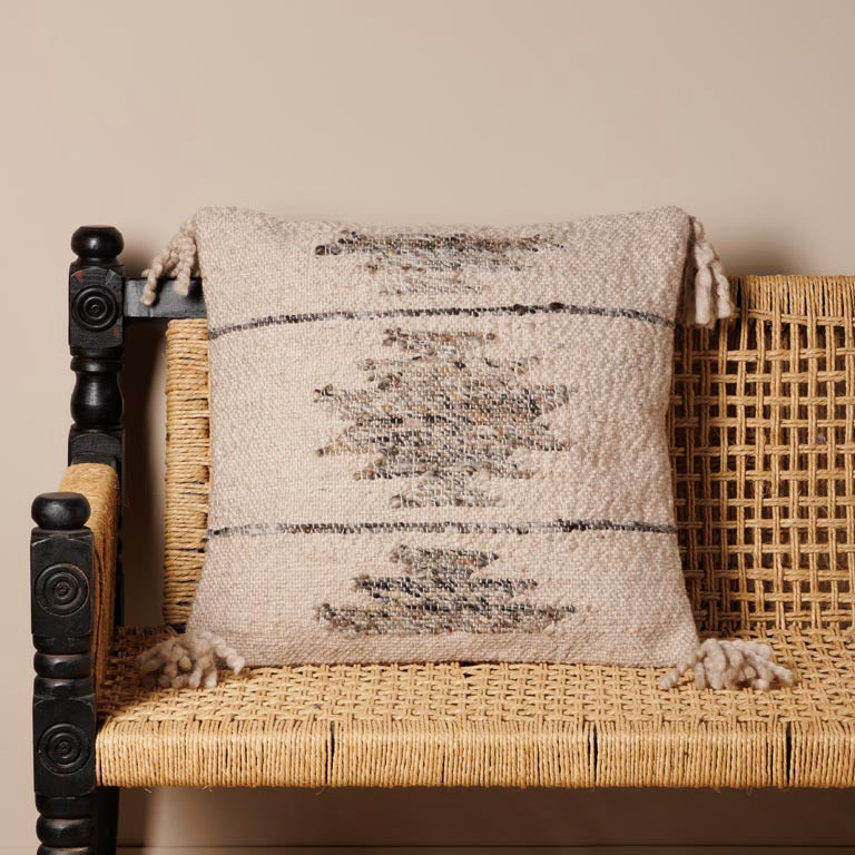 Wool Cushion Grey Pattern