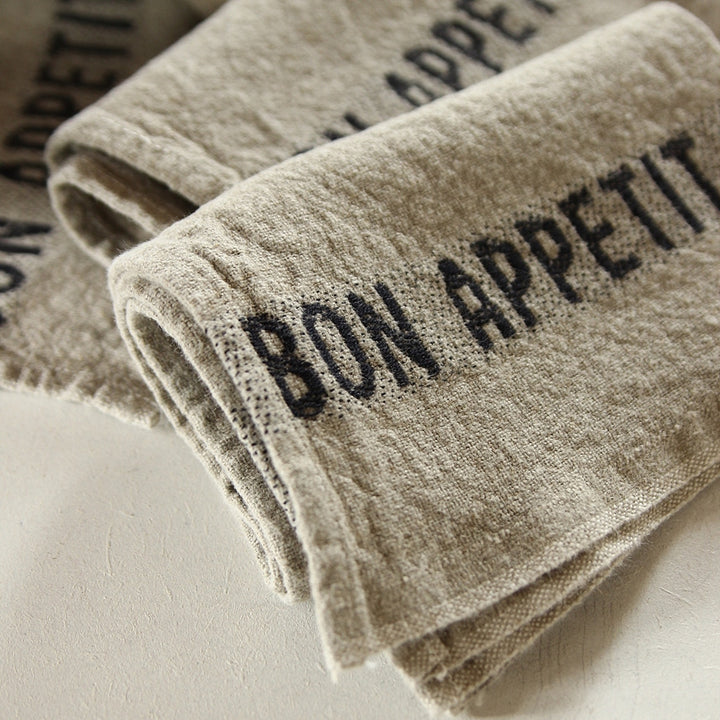 Linen napkin Bon Appétit - linen/black