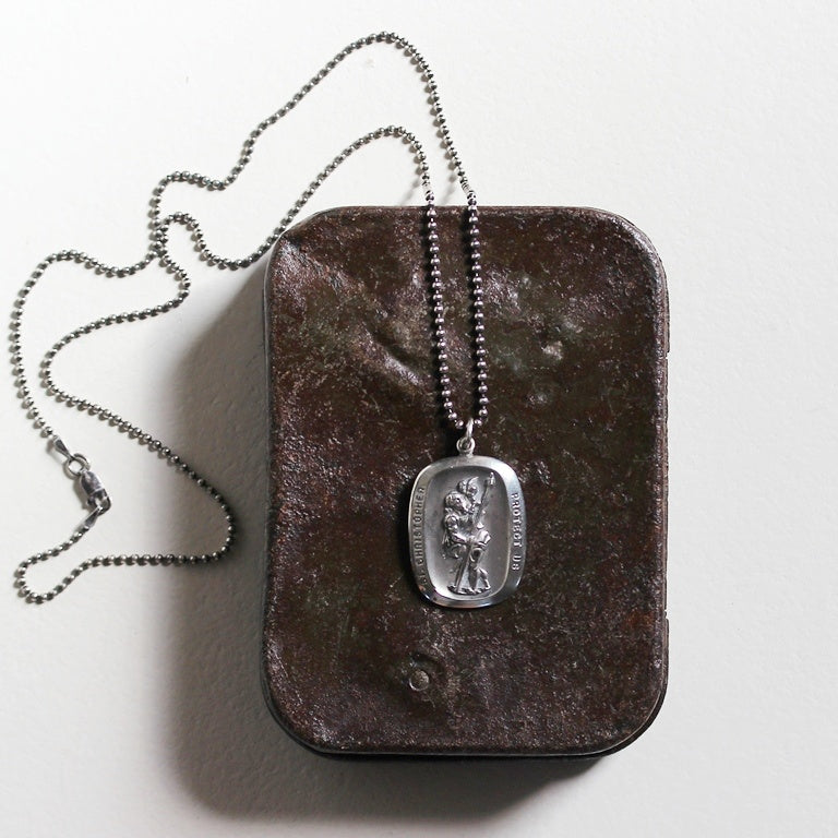 St. Christopher Anhänger - Sterling Silber mit Kugelkette