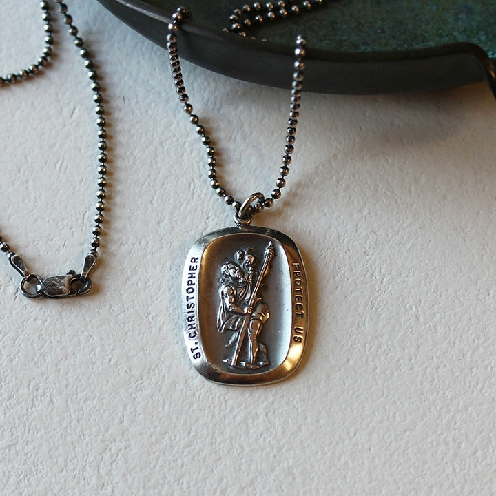 St. Christopher Anhänger - Sterling Silber mit Kugelkette