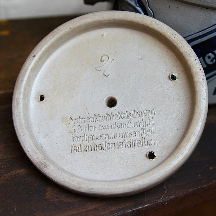 Steinzeugkrug mit Deckel „Echter Nordhäuser Kautabak“