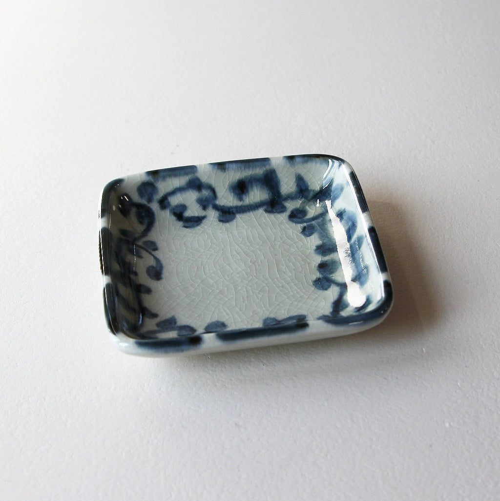 Plat Carré Saucer Dessin Bleu