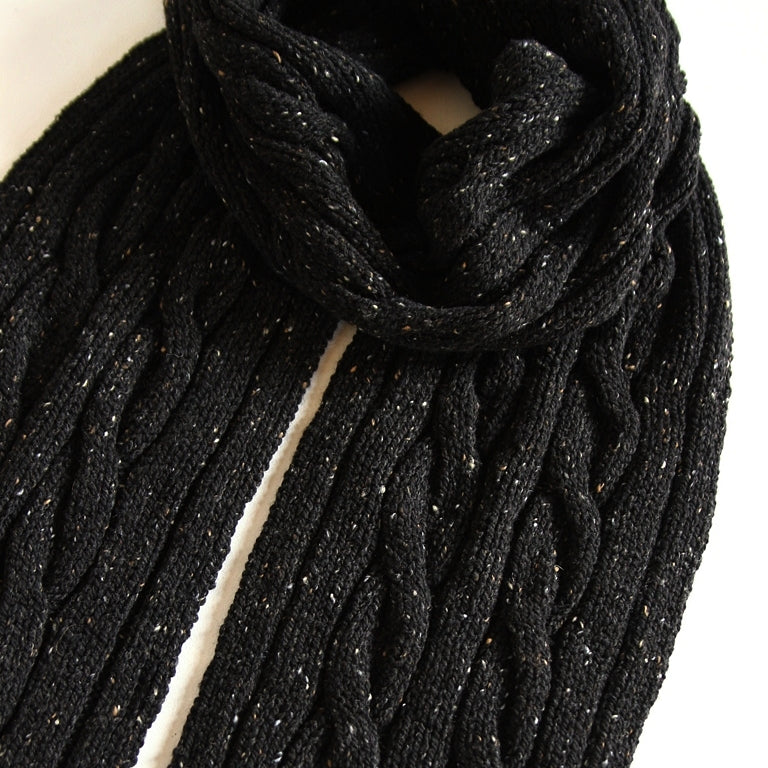 Merino Wool Ribbed Scarf - Raven