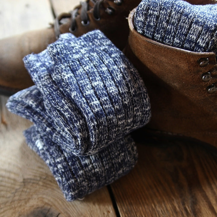 Slub Socks in Navy
