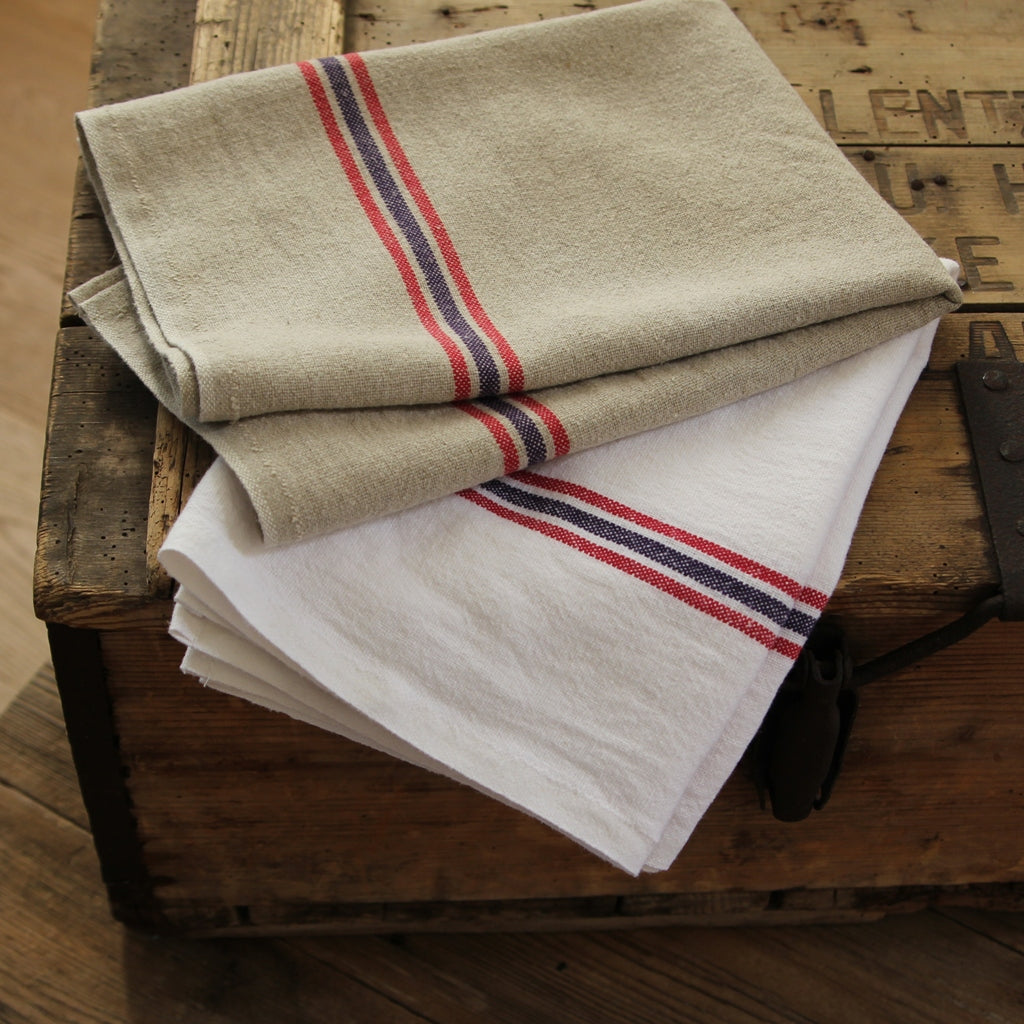 Linen Tea Towel Drapeau - natural