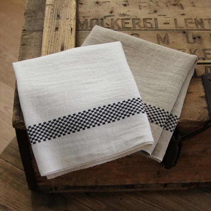 Linen Tea Towel Lustucru - naturel/noir