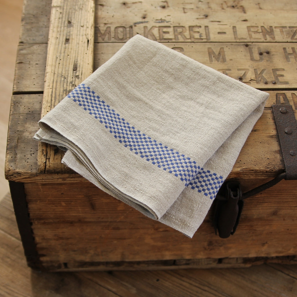 Linen Tea Towel Lustucru - naturel/bleu