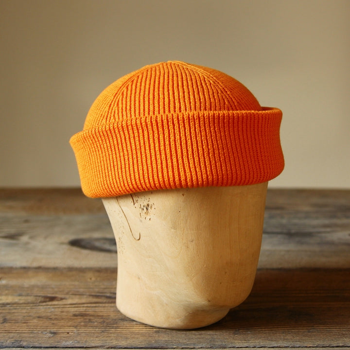 Watch Cap in Orange Cotton Rib