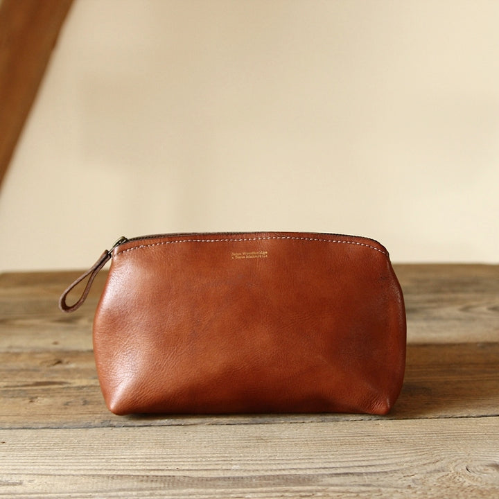 Leather Toiletry Bag - cognac