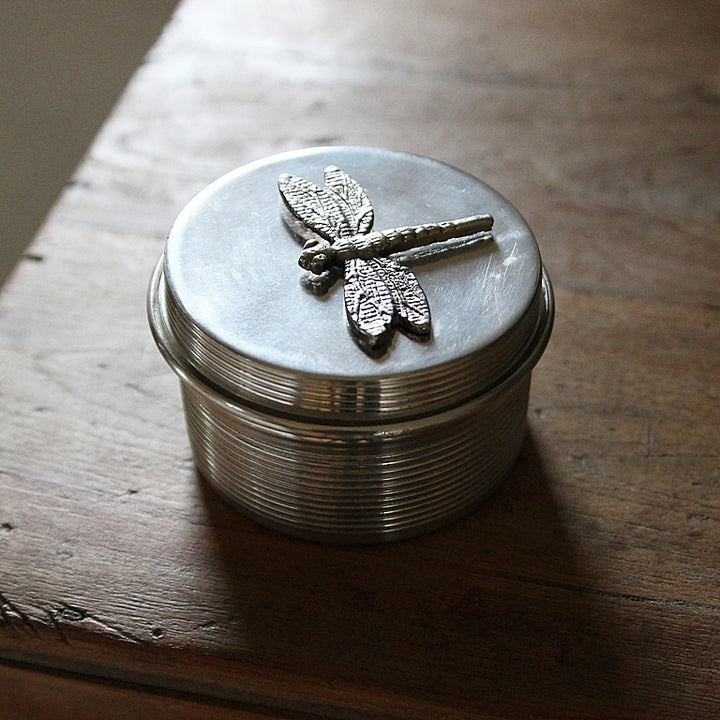 Round Box Silver Dragonfly