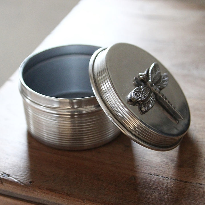 Round Box Silver Dragonfly