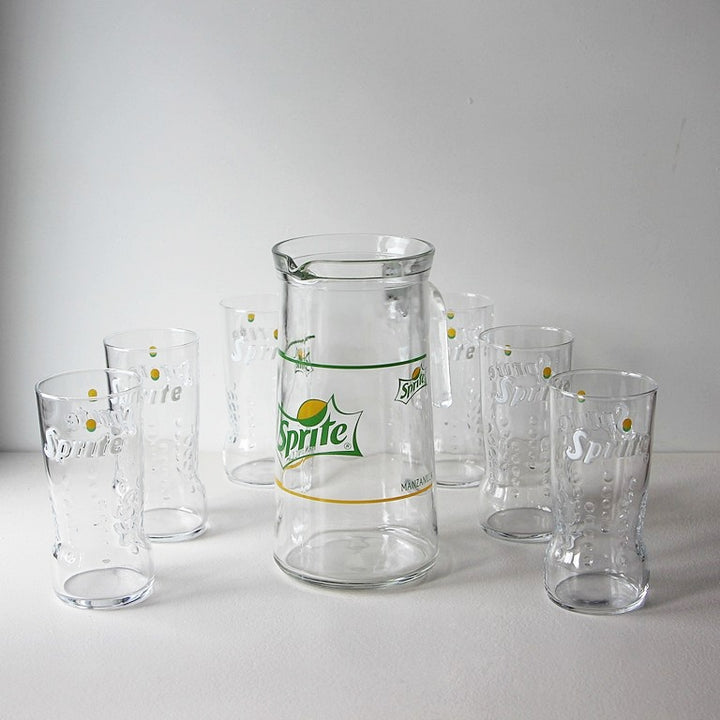 Sprite Manzanilla Krug mit 6 Gläsern – 1970er Jahre
