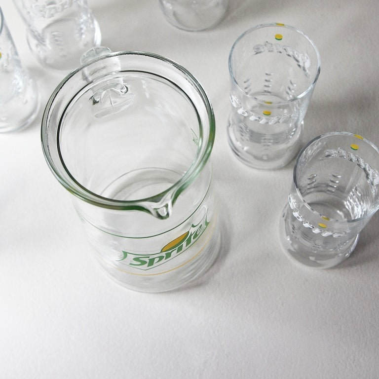 Sprite Manzanilla Krug mit 6 Gläsern – 1970er Jahre