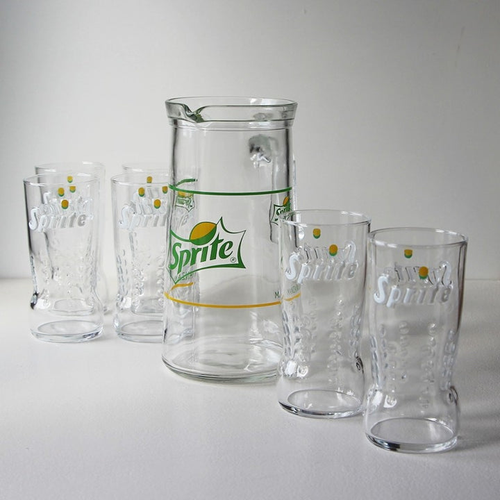 Sprite Manzanilla Krug mit 6 Gläsern – 1970er Jahre