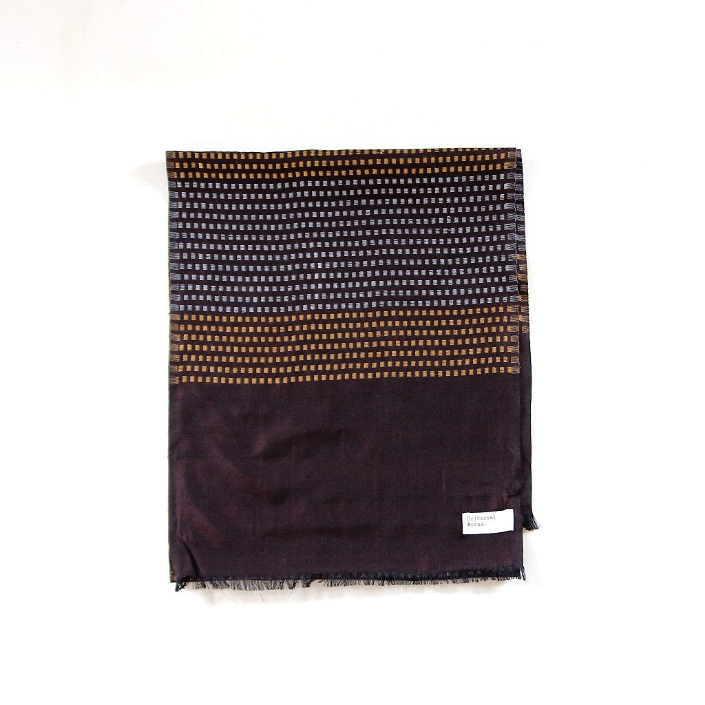 Silk Jacquard Scarf – Brown/Sky/Gold