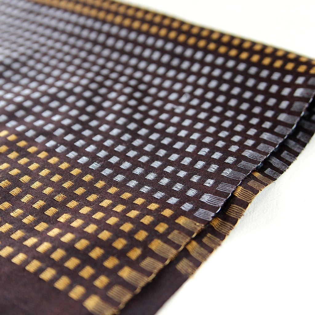 Silk Jacquard Scarf – Brown/Sky/Gold