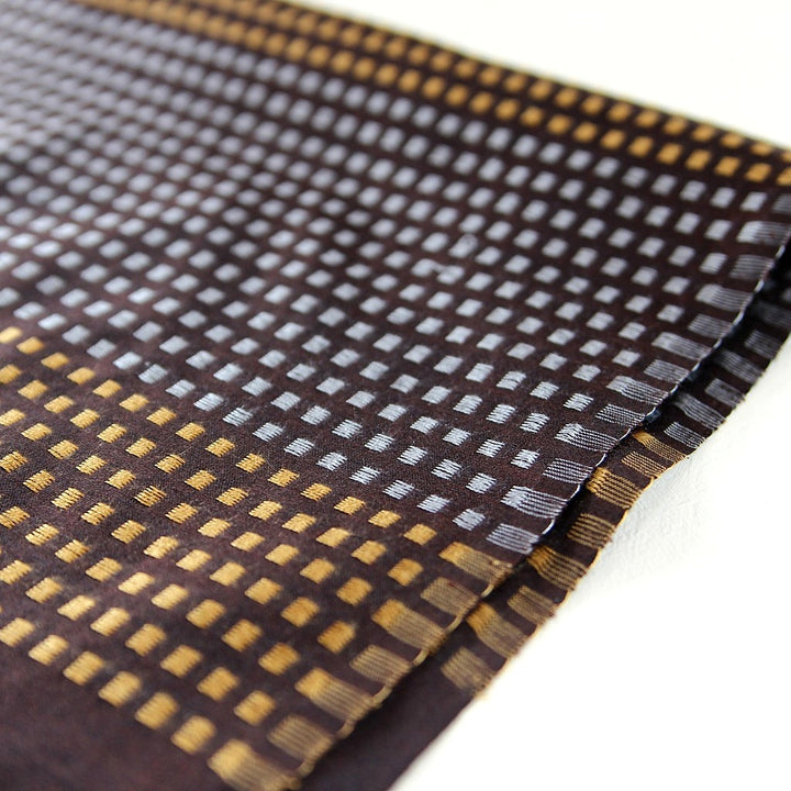 Silk Jacquard Scarf – Brown/Sky/Gold