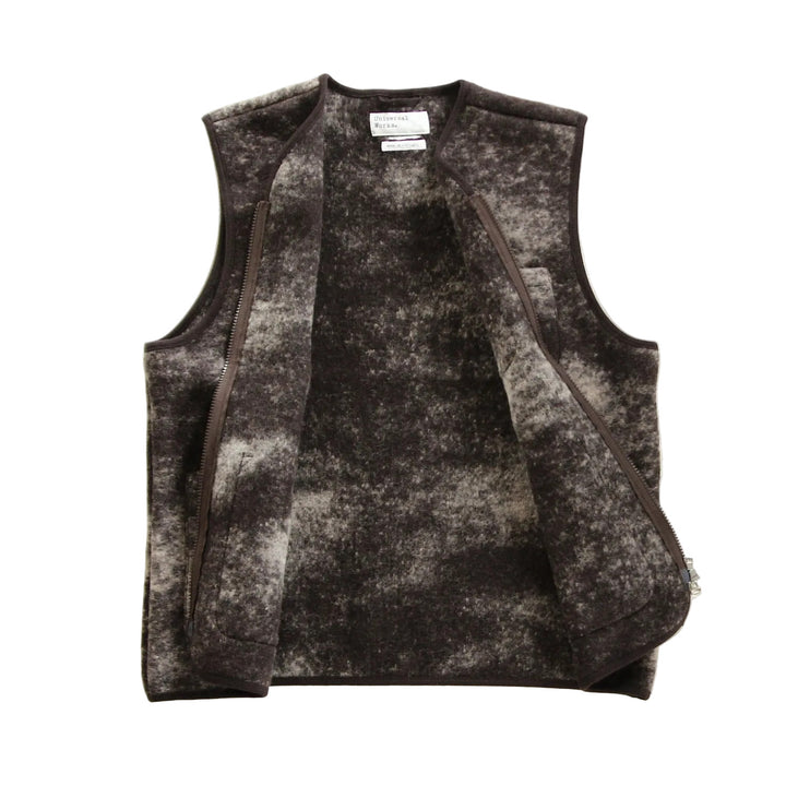 Zip Gilet - Cloud Camo Knit Brown