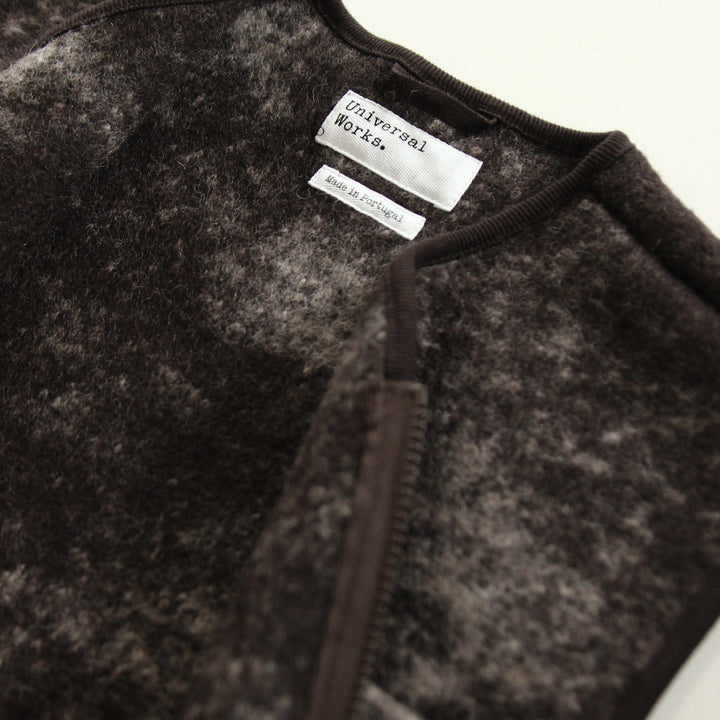 Zip Gilet - Cloud Camo Knit Brown