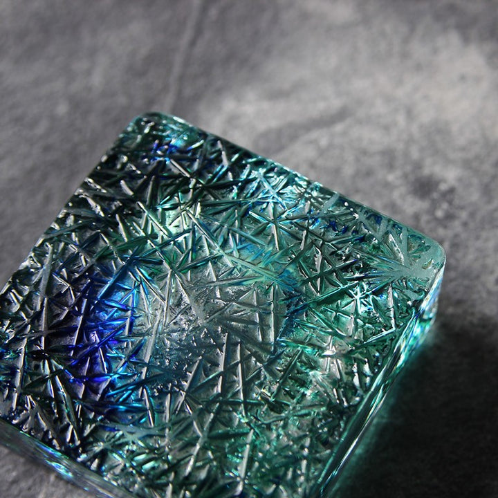 Pukeberg Ice Glass Aschenbecher – Blue & Green, 1970er Jahre