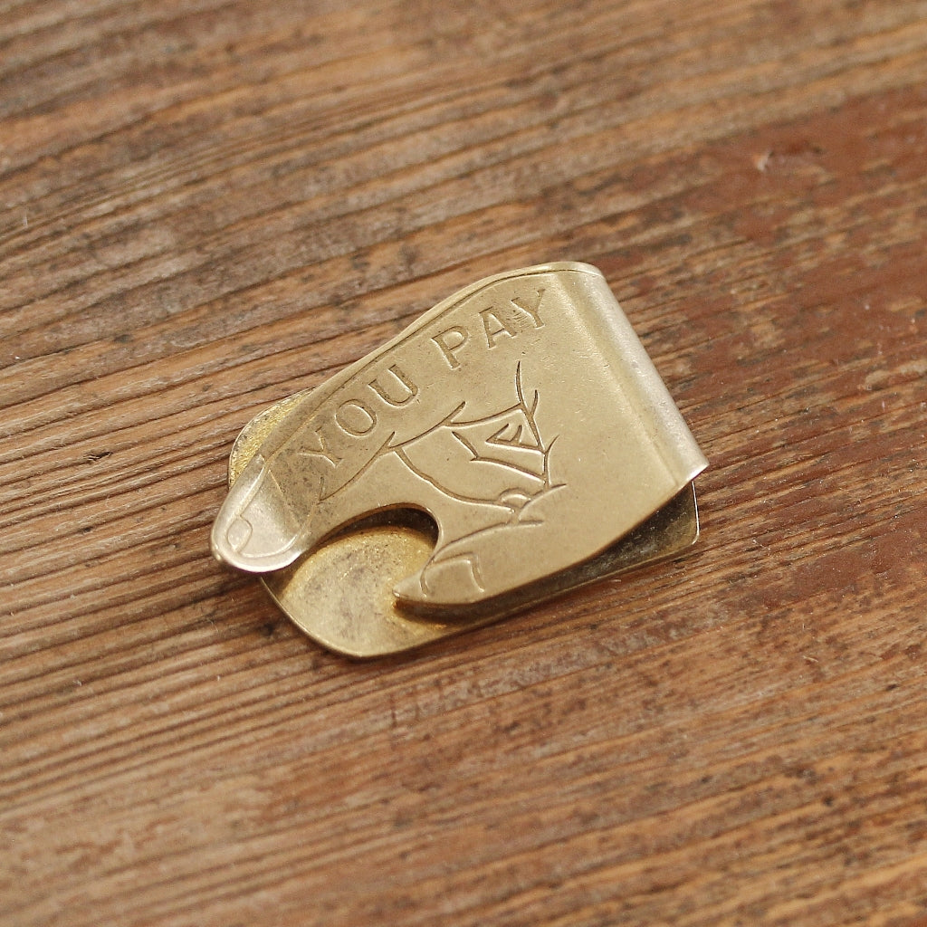 Vintage Treasures - Clutch Cafe "You Pay" Money Clip Brass
