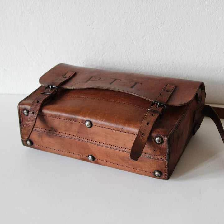 Französische PTT Briefträgertasche aus Leder – 1960er/70er Jahre