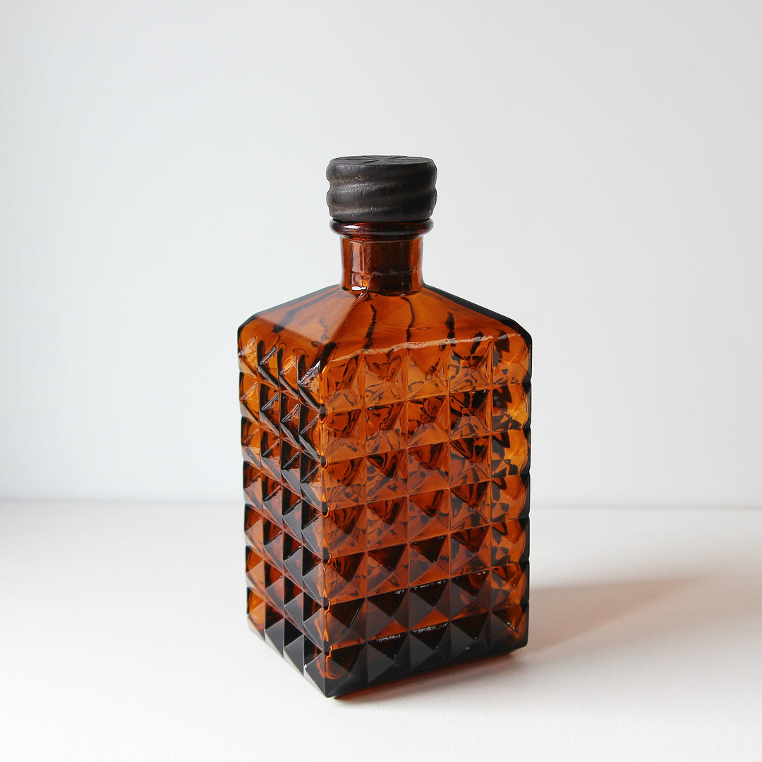 Bernsteinfarbene Pressglas-Karaffe – 1970er Jahre