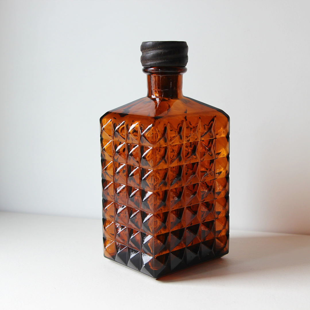 Bernsteinfarbene Pressglas-Karaffe – 1970er Jahre