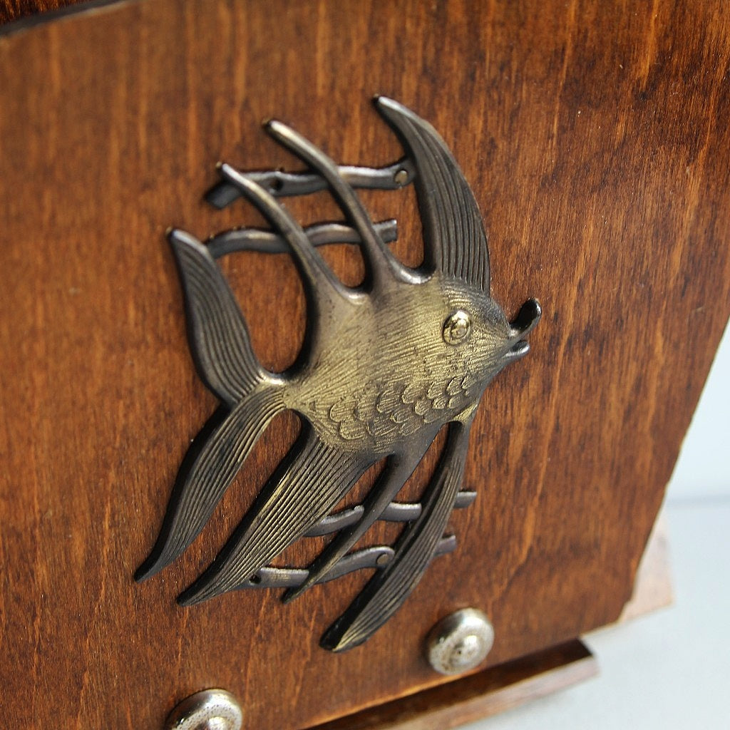 Briefhalter aus Holz mit Fischmotiv – 1950er/60er Jahre
