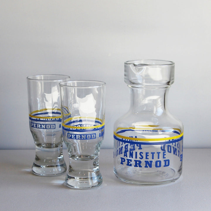 Anisette Pernod Karaffe mit zwei Gläsern – 3-teiliges Set