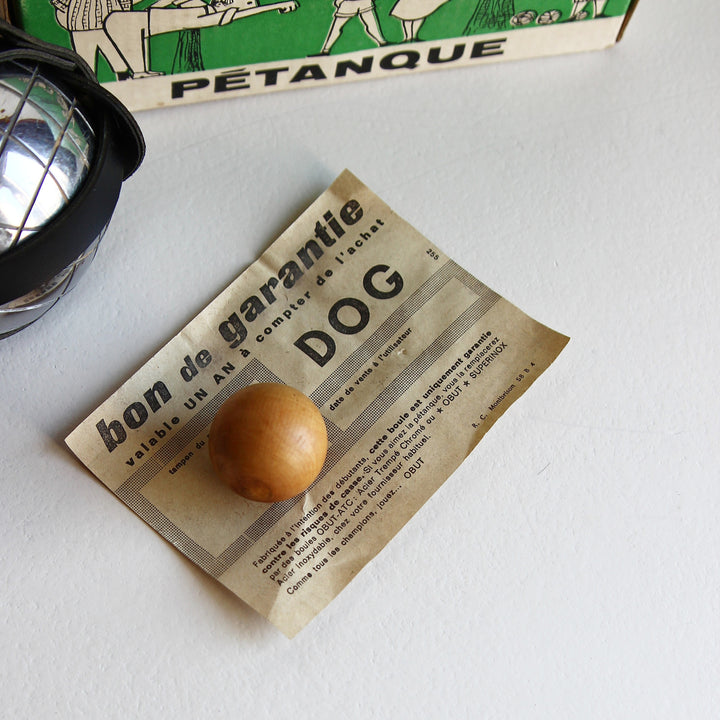 Französisches Boule-Set mit Lederträger und Originalkarton