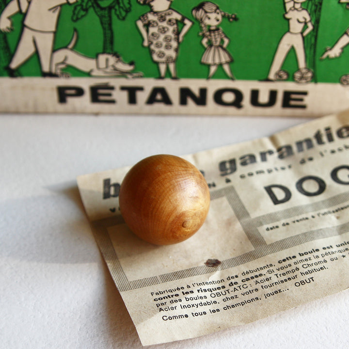Französisches Boule-Set mit Lederträger und Originalkarton