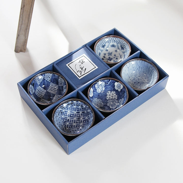 Japanese Blue Pattern Bowl – Set of 5