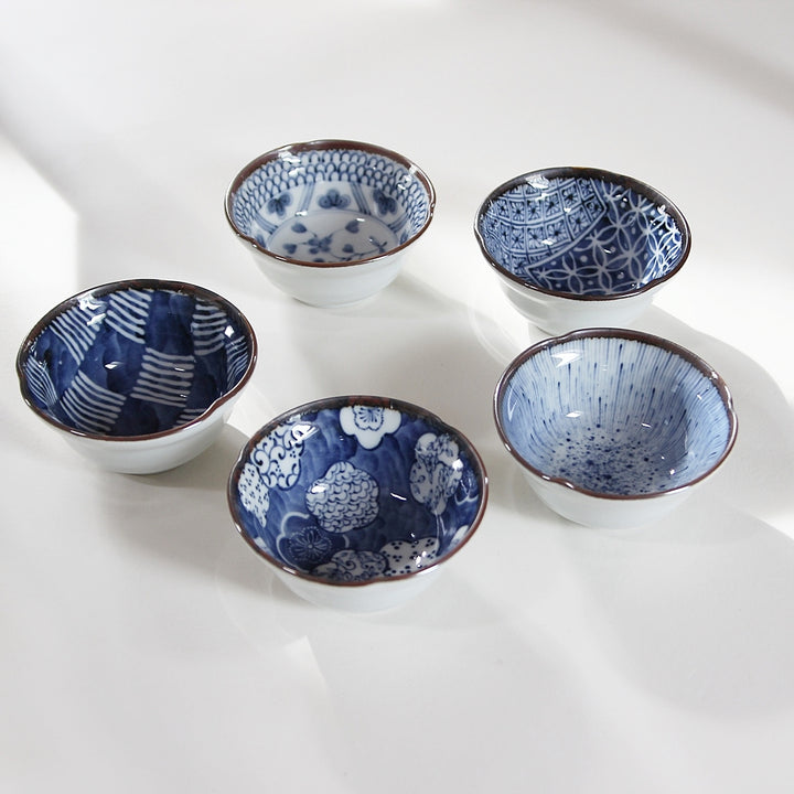 Japanese Blue Pattern Bowl – Set of 5
