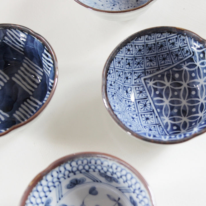 Japanese Blue Pattern Bowl – Set of 5