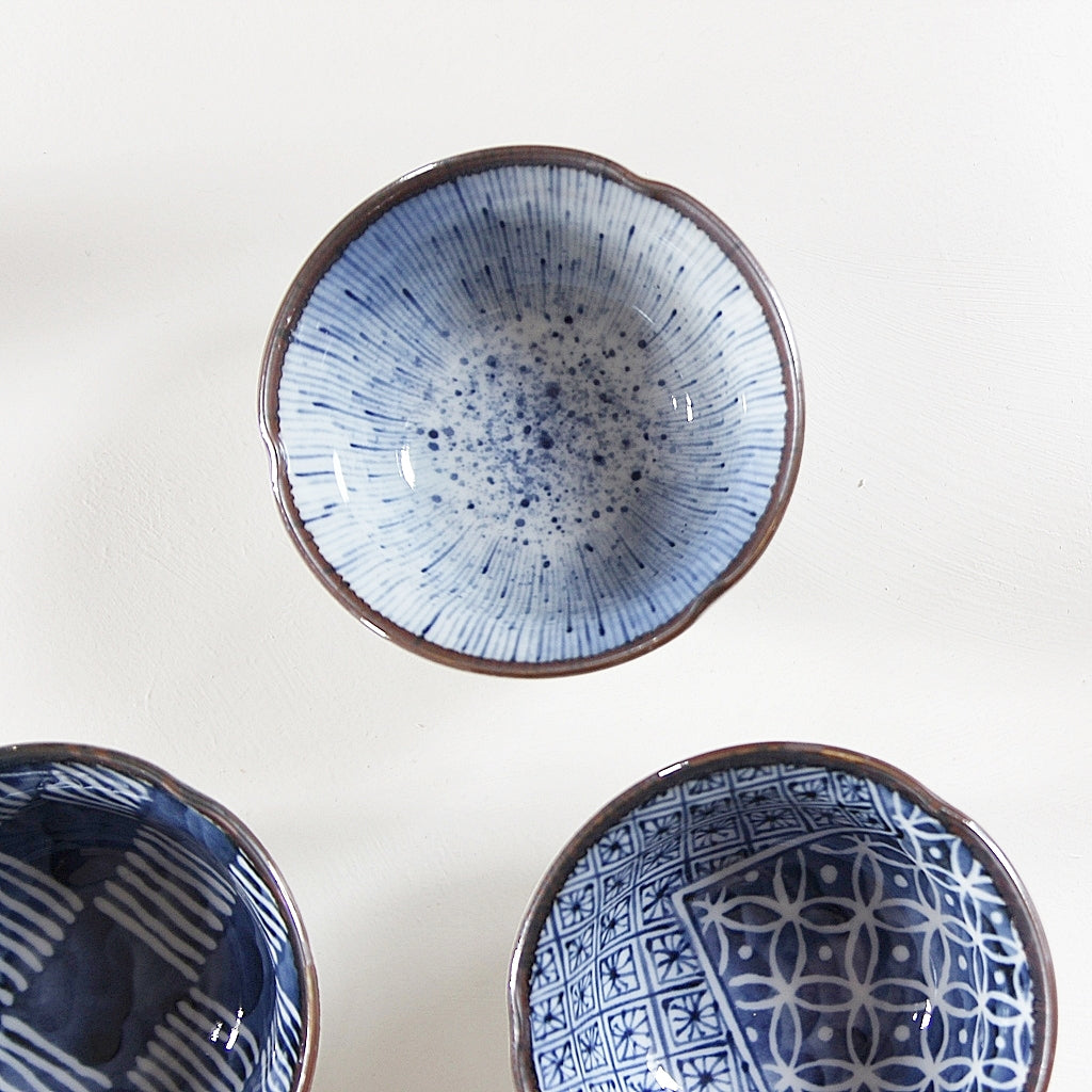 Japanese Blue Pattern Bowl – Set of 5