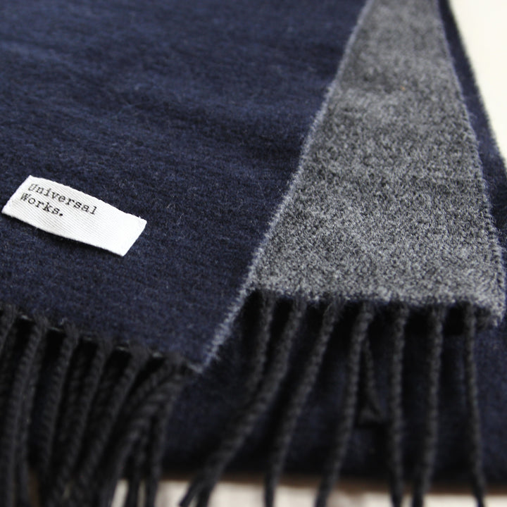 Double Sided Scarf Navy/Mid Grey